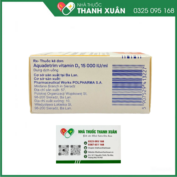 Dung dịch uống Aquadetrim Vitamin D3 phòng ngừa còi xương, loãng xương